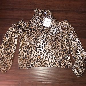 BNWT Womans Leopard Print Silky Blouse SZ.S